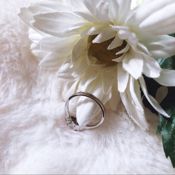 Sterling Silver Pink Floral Pinky Ring - Picture 4 of 11